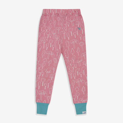 Kids Thermal Leggings Pink Forest